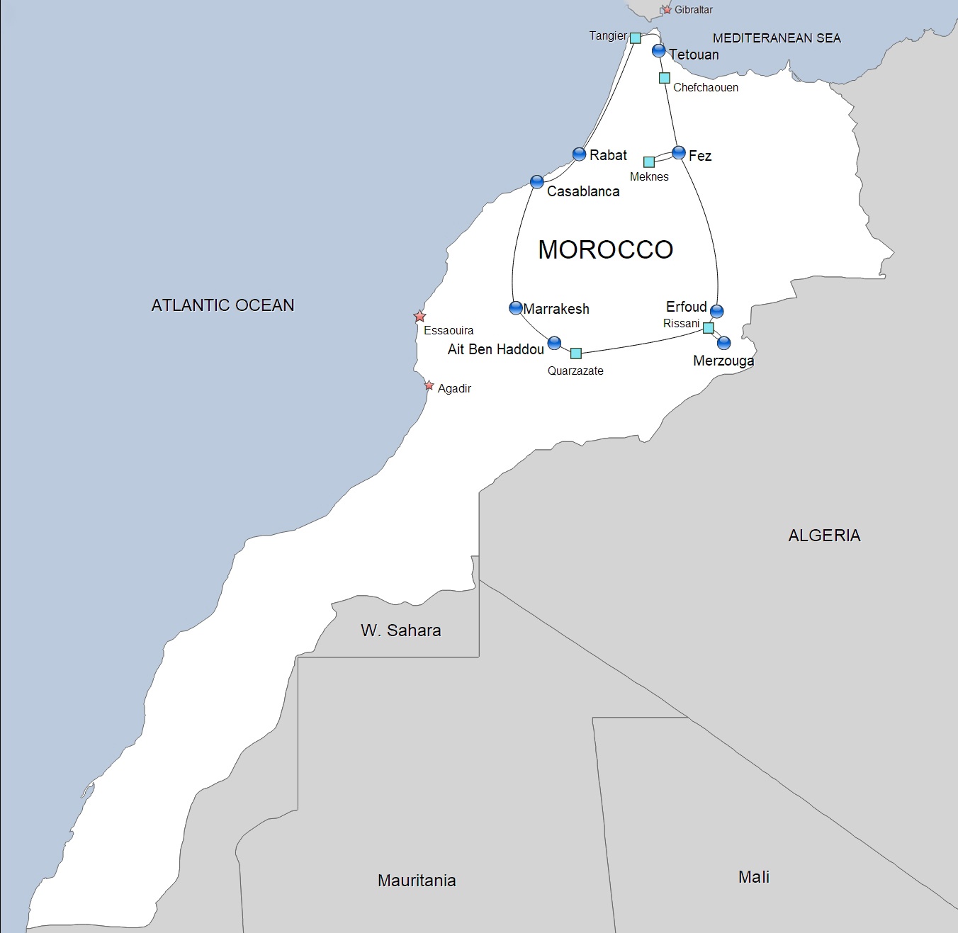 Jewish Morocco Tour map